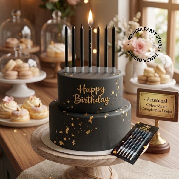 Producto - Velas negras marmoladas x 6