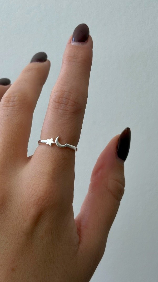 Producto - Anillo luna y estrella mini liso P925 - 0