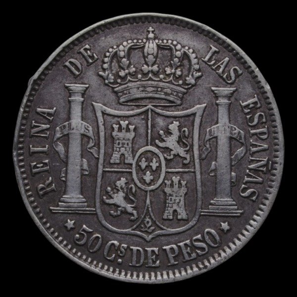 Producto - Filipinas. Dominio Español (1868) 50 Centimos. Plata