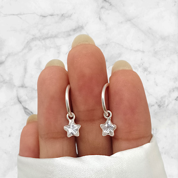 Producto - Aros argollas dije estrella 1,2cm PL 300039