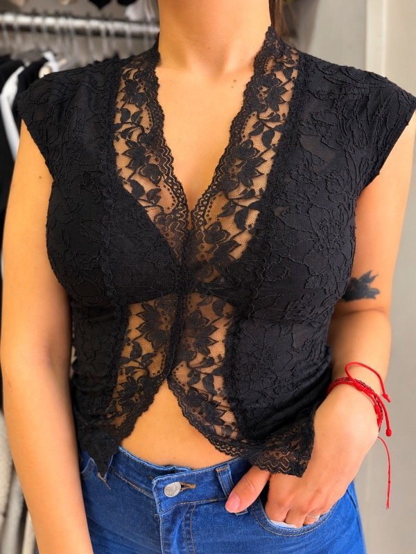 Producto - Blusa encaje /negro/celeste/blanco - 0