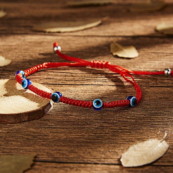 Producto - Pulsera tejida hilo rojo OJO TURCO