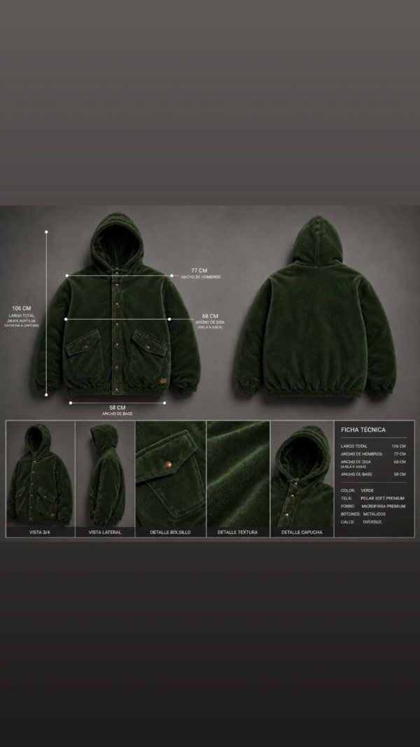 Producto - CAMPERON POLAR PREMIUM VERDE MILITAR (POR PEDIDO, CONTACTAR POR WHATS APP) - 3