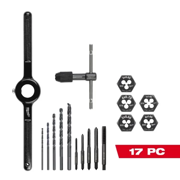 Producto - Juego 17 piezas de machos de roscar y troqueles métricos - Milwaukee 49-22-5601 - 0