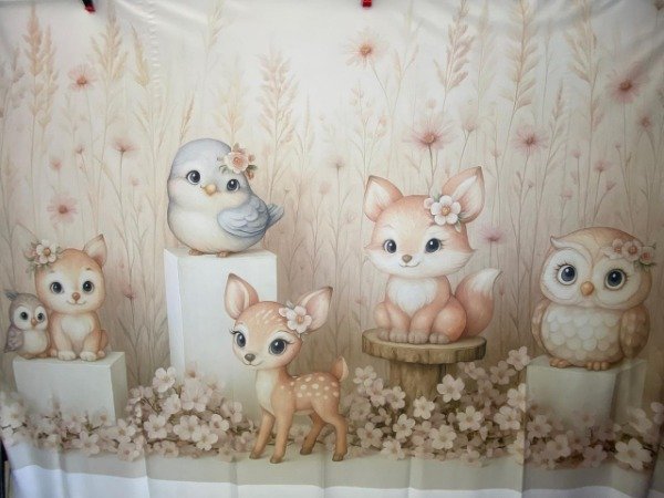 Producto - FONDO ANIMALITOS NORDICOS DEL BOSQUE CON FALLA IMPERCEPTIBLE 220X150 ANI04