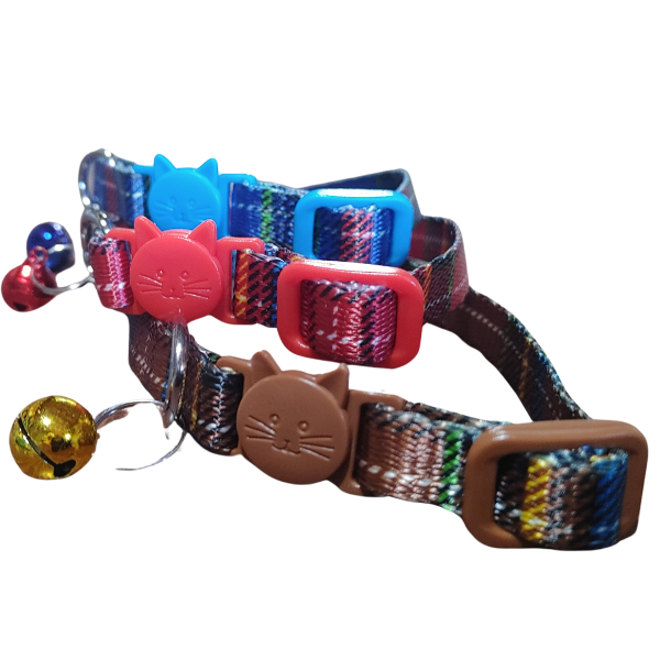 Producto - Collar Para Gatos Con Cascabel Sonoro Broche Click Ajustable escoces - 4