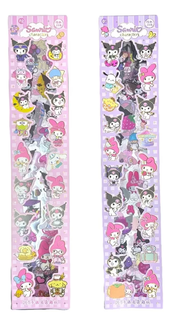 Producto - Stickers X20 Planchas Sanrio Hello Kitty Kuromi My Melody