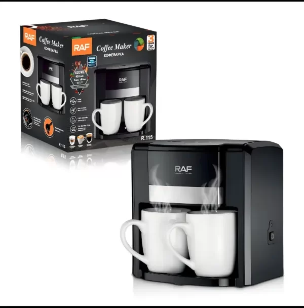 Producto - Cafetera Eléctrica Raf Café R115 + 2 Tazas Color Negro