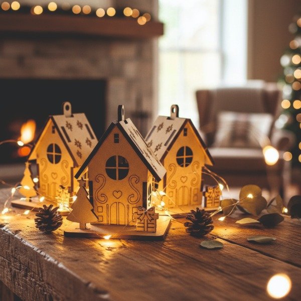 Producto - Casita Navideña Para Armar Madera X 3 Madera