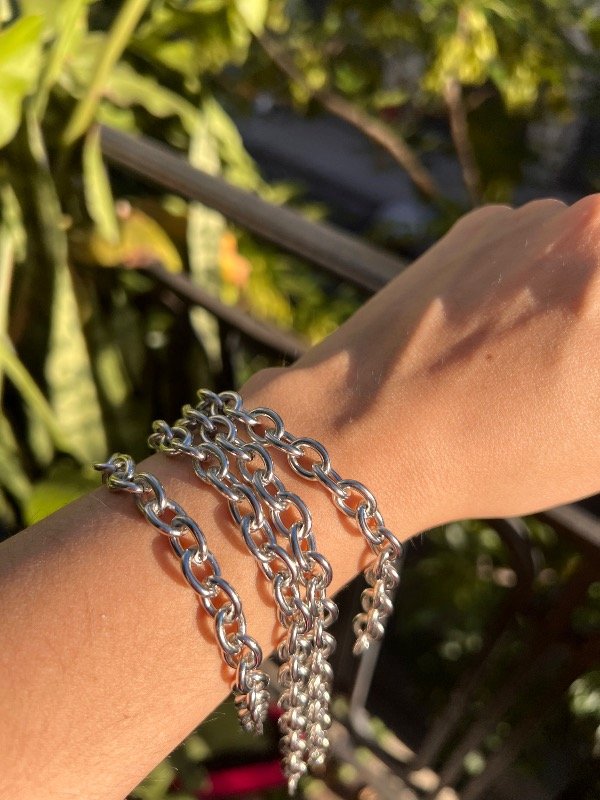 Producto - 2 pulseras acero blanco espejo