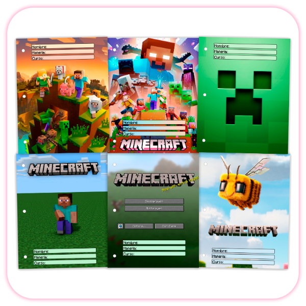 Producto - Kit imprimible Carátulas Separadores N3 MINECRAFT