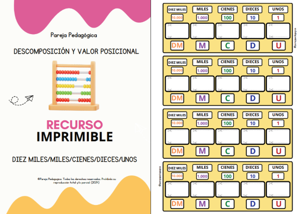 Producto - Móvil recortable para trabajar el valor posicional. Matemática primaria