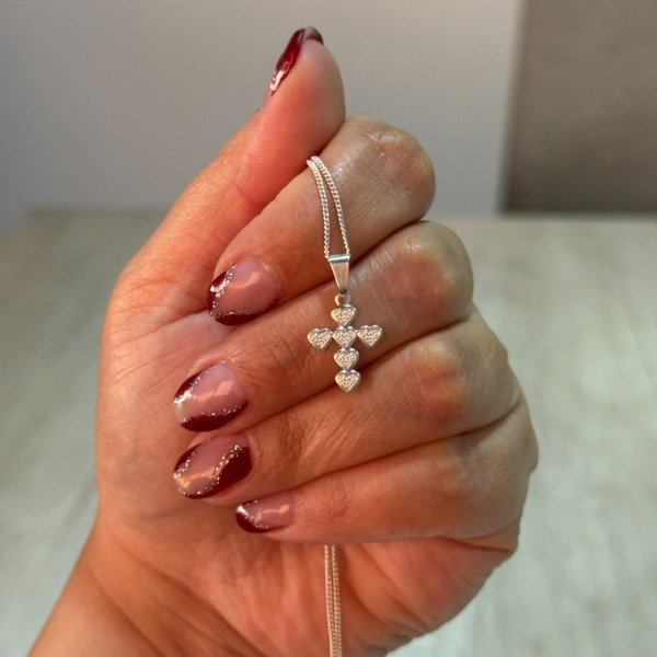 Producto - DIJE -PLATA 925- CRUZ DE CORAZONES