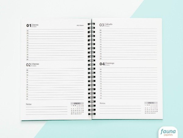 Producto - Agenda 2026 2 Días Por Página Horizontal Horarios