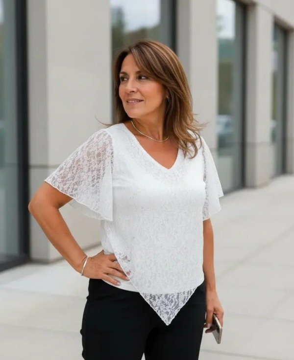 Producto - Blusa de Encaje con Manga punta pico Señora - 2