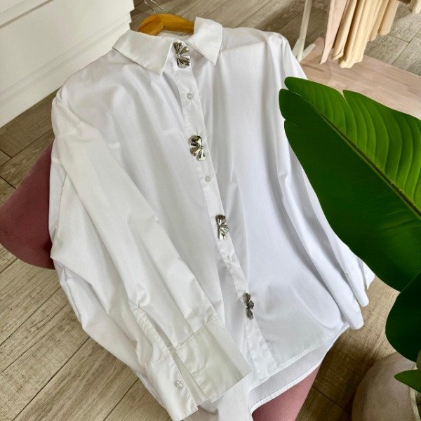 Producto - Camisa de poplin con prendedores plateado flor 7722 - 3