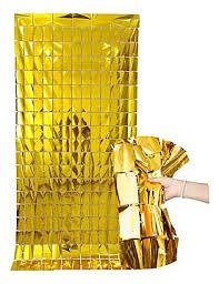 Producto - Cortina cuadrados grandes color dorado 120x180cm - 1