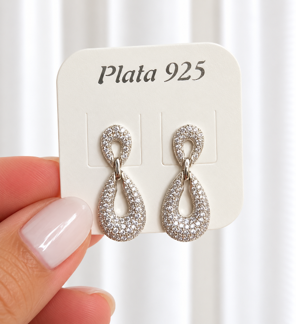 Producto - Aros DONATELLA Plata 925 micropave (2,4 cm ) - 1