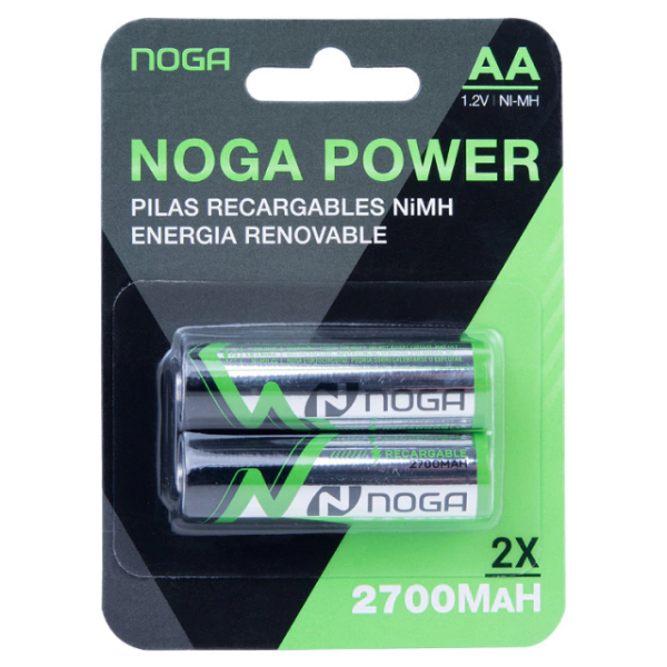 Producto - Pila recargable AA Ni-Mh 2700mAh -2 unidades -Noganet (NP-AAM 2.7B)