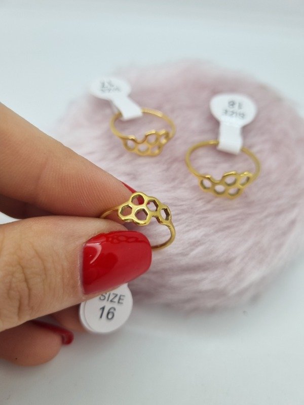 Producto - Anillos acero dorado x3 surtidos panal
