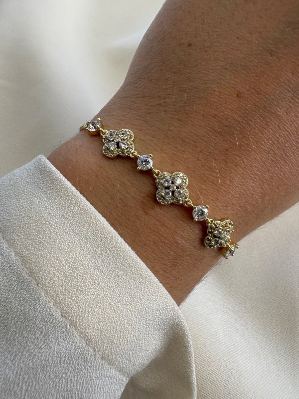 Producto - Pulsera regulable flores - Acero dorado