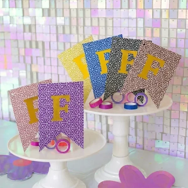 Producto - BANDERÍN GLITTER FELIZ CUMPLEAÑOS "PATTERNS"