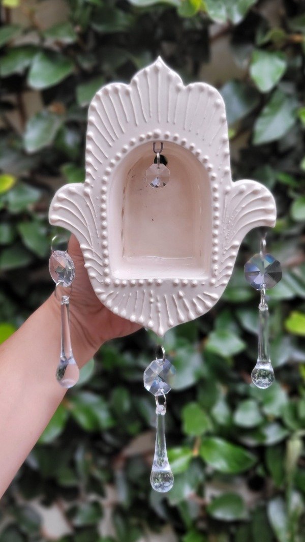 Producto - Luminaria linea Sitara Caireles. HAMSA BLANCA 2