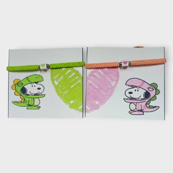 Producto - Pulseras x 2 " Snoopy dinosaurio"