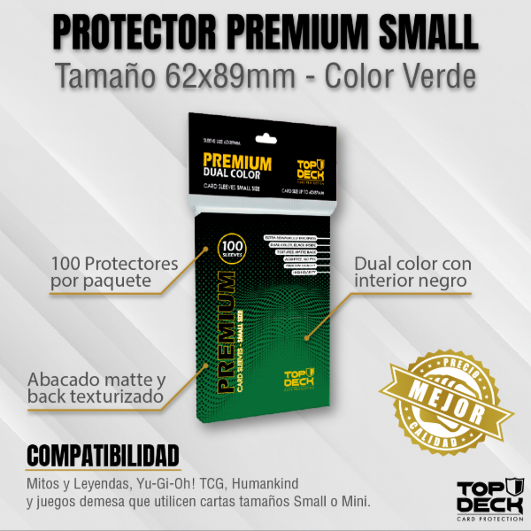 Producto - Protectores Premium Small 62x89mm color Verde X100