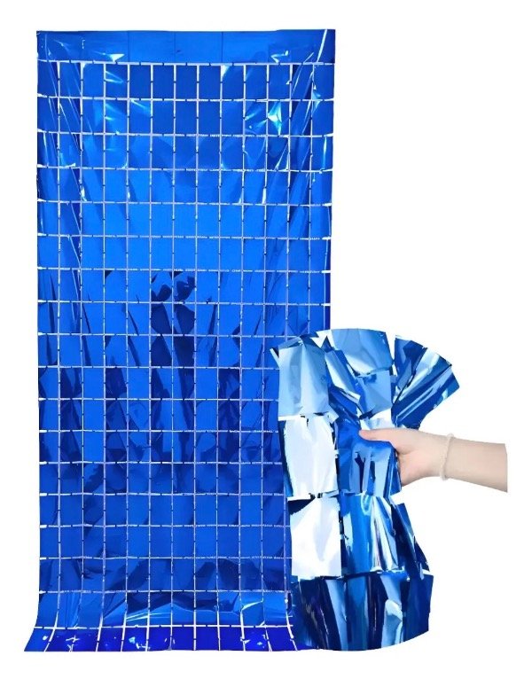 Producto - CORTINA METALIZADA ESPEJO 1x2m AZUL