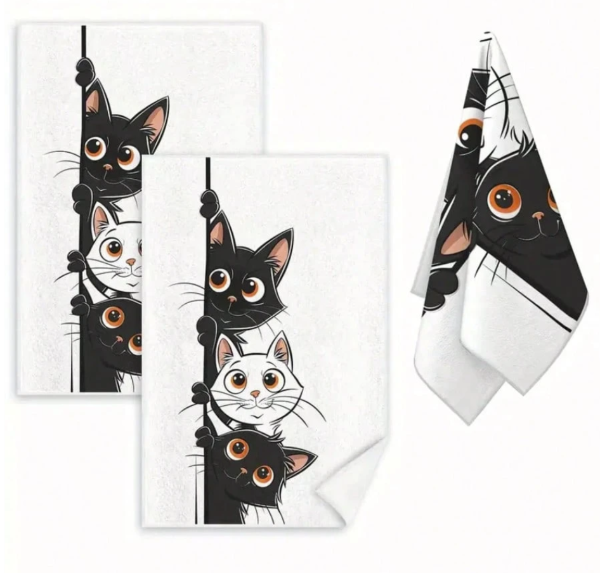 Producto - Repasador grande con diseño gatitos 60x38 cm.