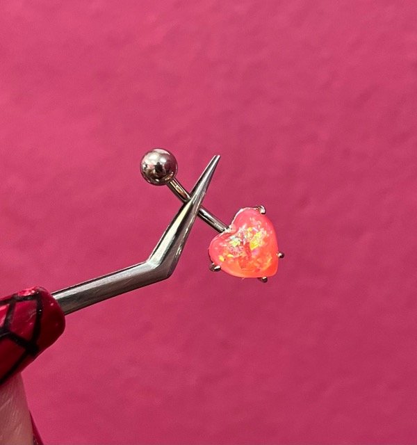 Producto - Piercing Corazón Piedra Rosa