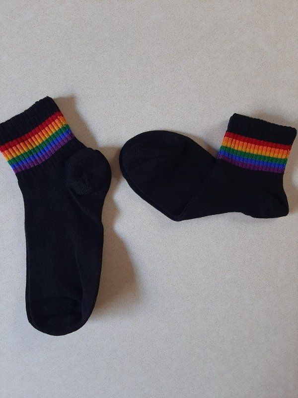 Producto - Soquete alto adulto - Negro rayas colores