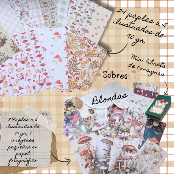 Producto - SET CREATIVO HONGOS- Ideal para Scrapbook, journaling o collage - 1