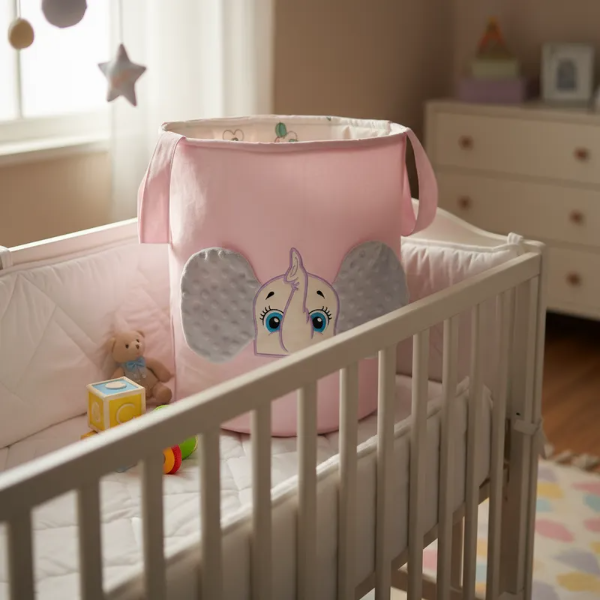 Producto - Cesto para Juguetes con Elefante Bordado