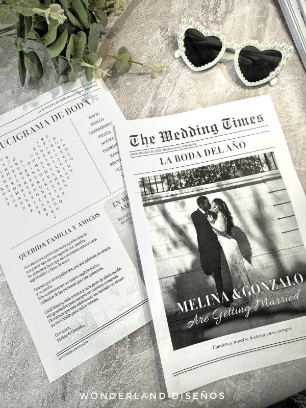 Producto - Pack 70 - Periodico de Boda / Diario de Evento (Tamaño A3) - 2