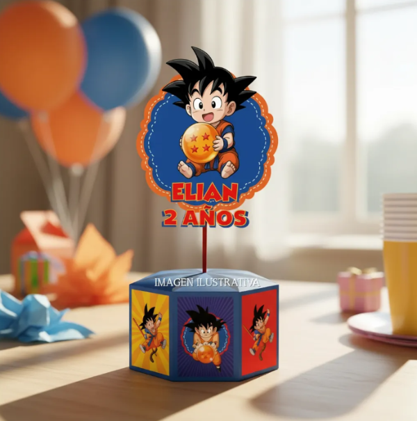 Producto - Kit Imprimible Centro Mesa Hexagonal Dragon Ball Goku Niño