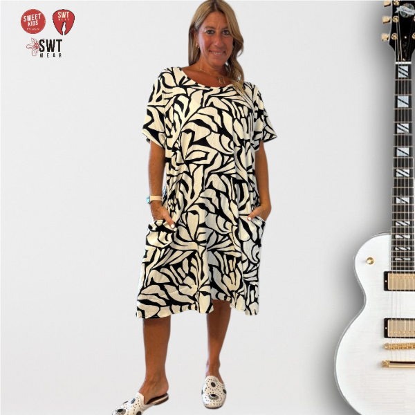 Producto - Vestido Lino CON Mangas Estampados 2 Talle Único Grande RG