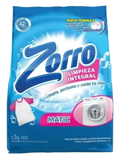 Producto - Jabón en polvo Zorro 3 kg Matic