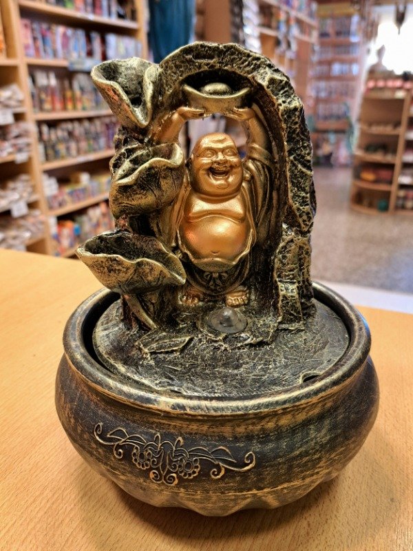 Producto - Fuente de agua Buda dorado 20 cm