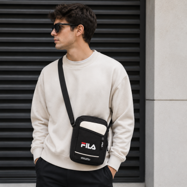 Producto - Morral Cruzado Fila Negro y Blanco Día del Padre