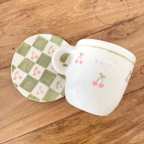 Producto - Set de taza y plato cerezas