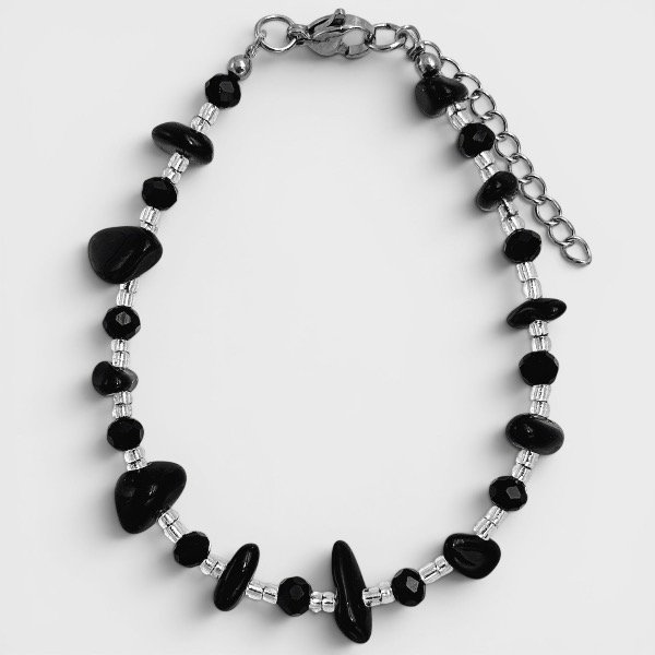 Producto - Pulsera de cristal checo y piedras naturales - Escallas - Obsidiana