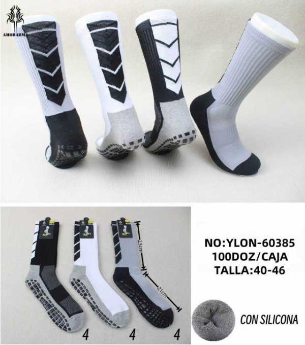Producto - MEDIAS LARGAS ANTIDESLIZANTES ADULTO BLANCO Y NEGRO AMORARMA (x6)