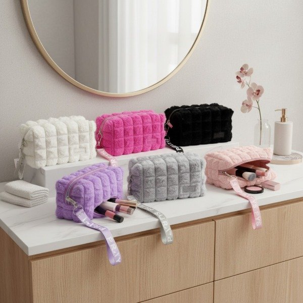 Producto - PORTA COSMÉTICO DE PELUCHE RECTANGULAR CON CORREA - 1