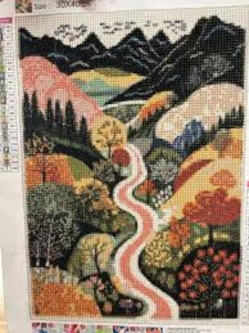 Producto - DIAMOND PAINTING 30X40 BASTIDOR CAMINO ENTRE MONTAÑAS