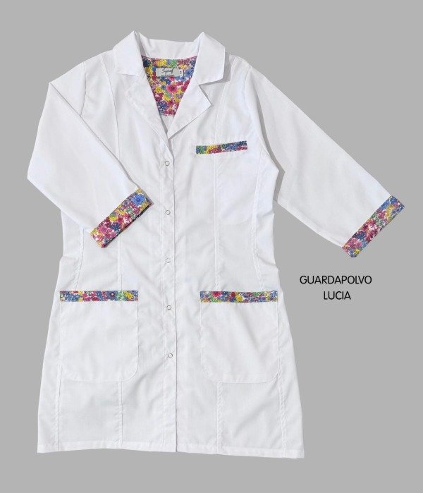Producto - Guardapolvo Inprof Lucía (Blanco detalle Flores) - 2