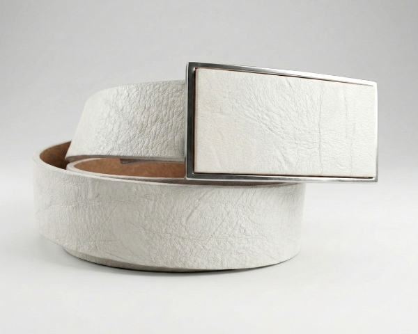 Producto - Cinto de Cuero con Hebilla Blanco