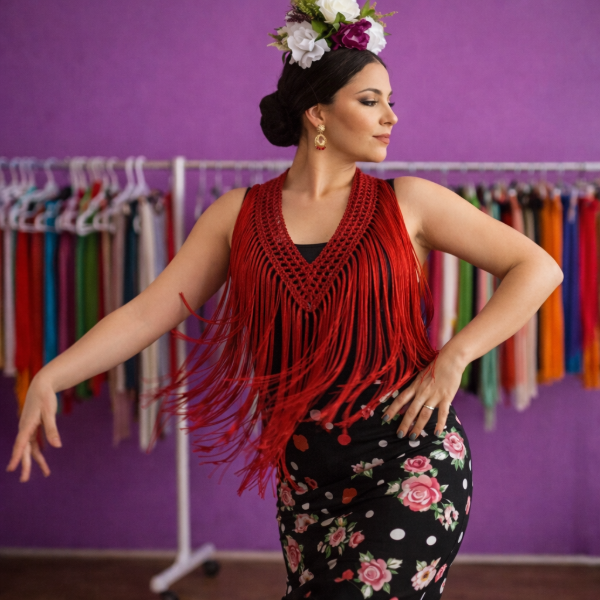 Producto - Tira De Flecos Escote en V 80 cm Bordó