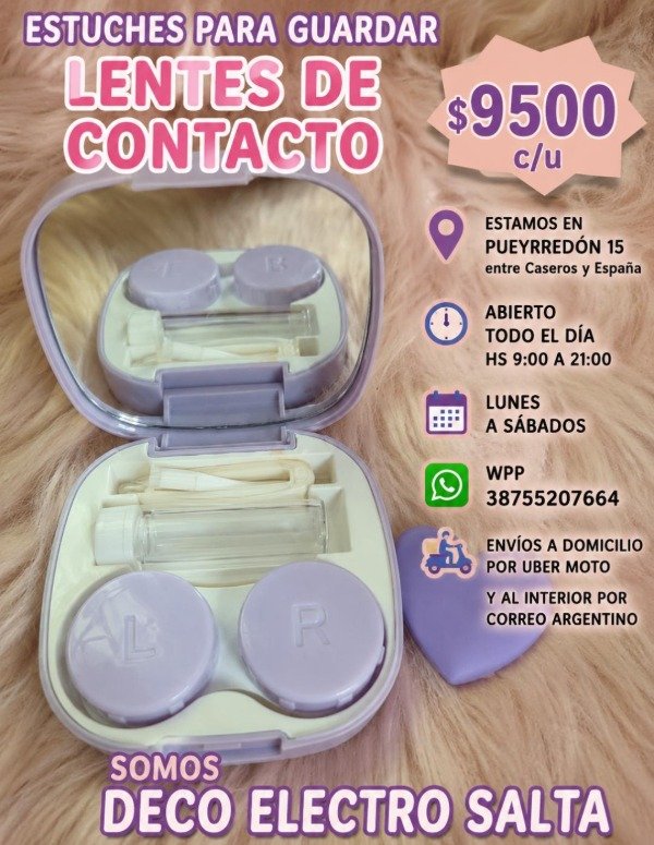 Producto - Estuche con espejo sopapa pinzas para guardar lentes de contacto